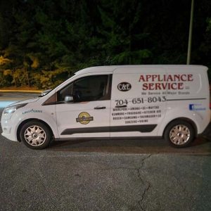 The C & E Appliance Repair Service van