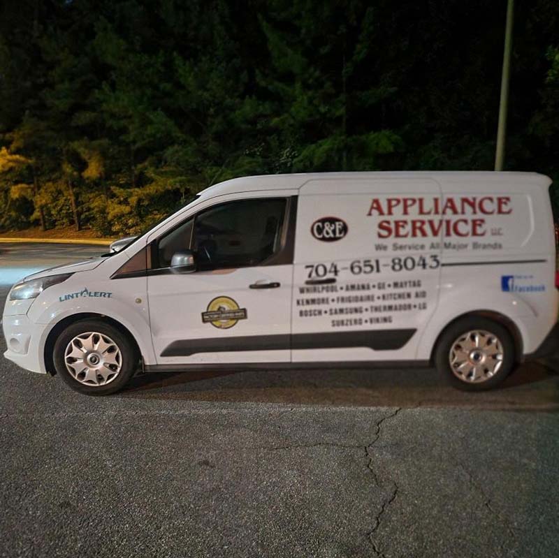 The C & E Appliance Repair Service van