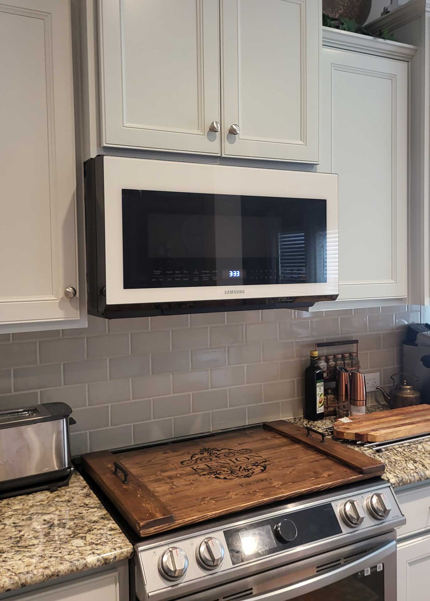Over-the-range Samsung microwave in Indian Trail home